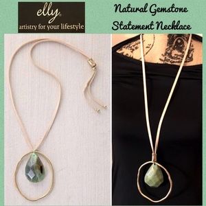3-$20 Elly Natural Gemstone Suede Statement Necklace